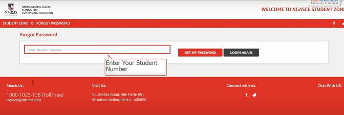 NMIMS Student Zone My Courses and Resources section