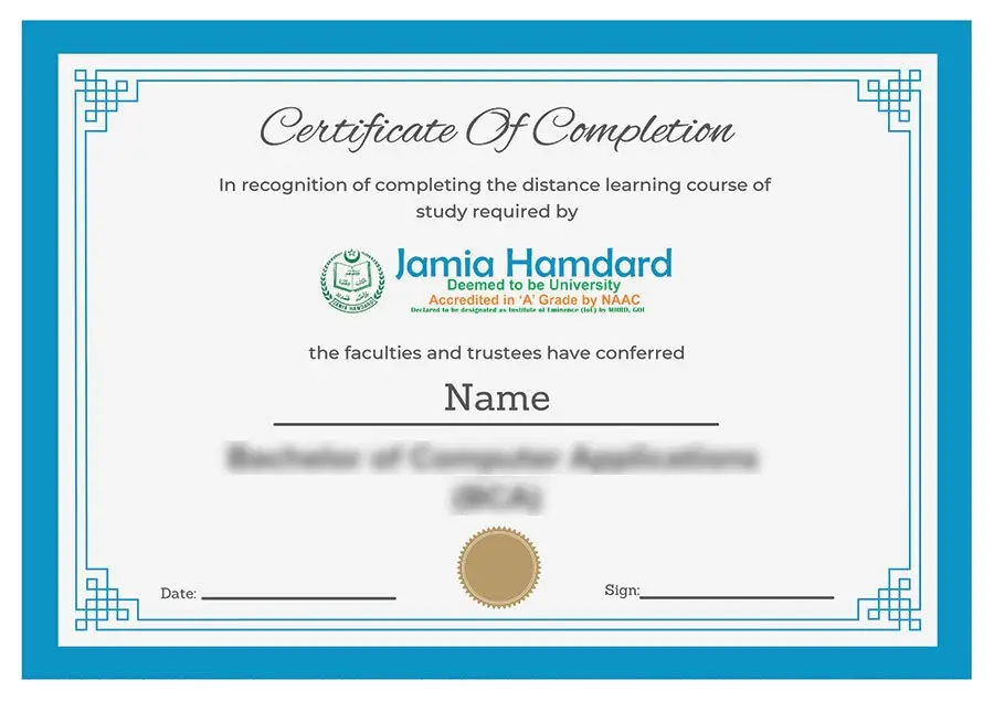 Jamia Hamdard University Online Sample Certificate