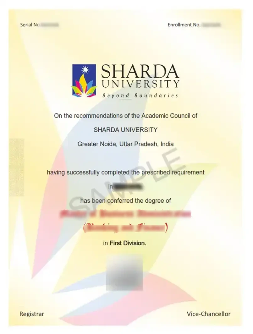 Sharda University Online Sample Certificate