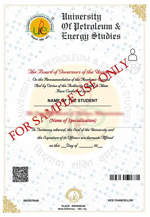 UPES Online Sample Certificate