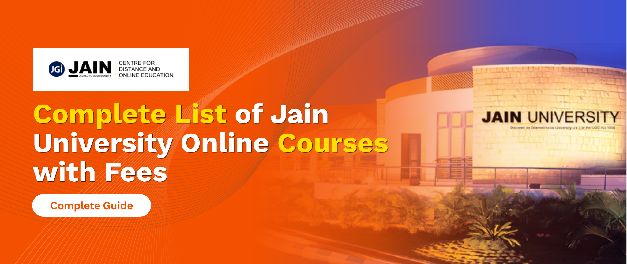 Complete List of Jain University Online Courses with Fees