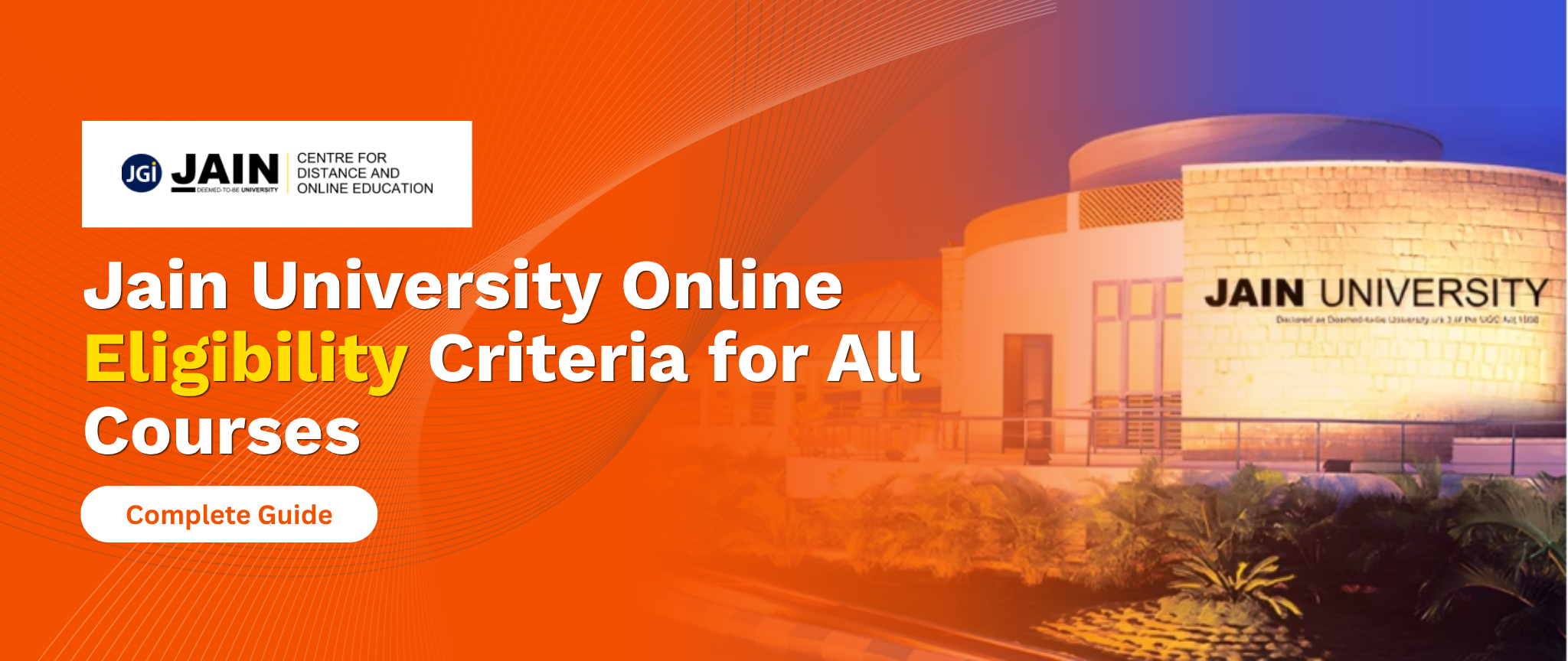 Jain University Online Eligibility Criteria for All Courses